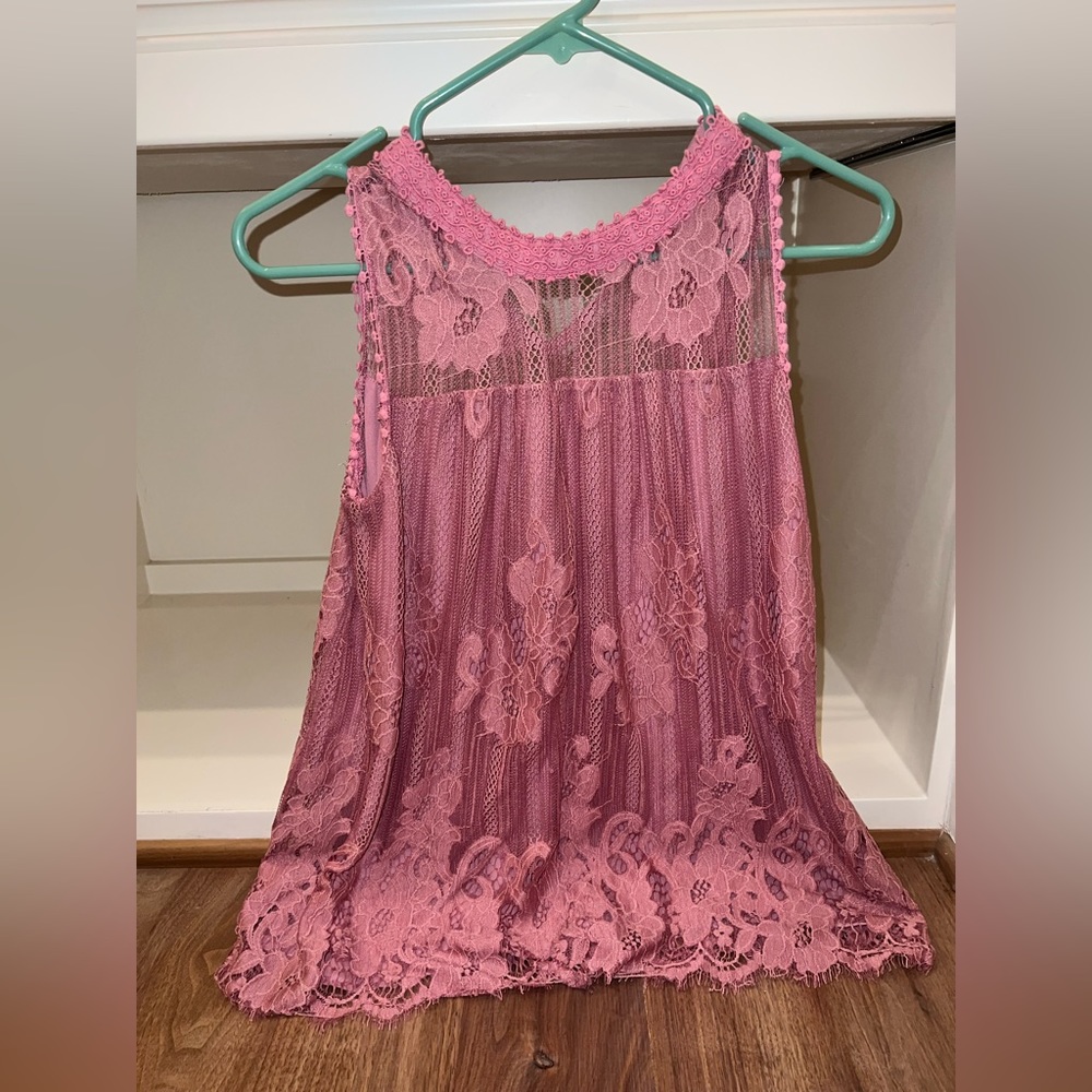 Pink lace babydoll shirt